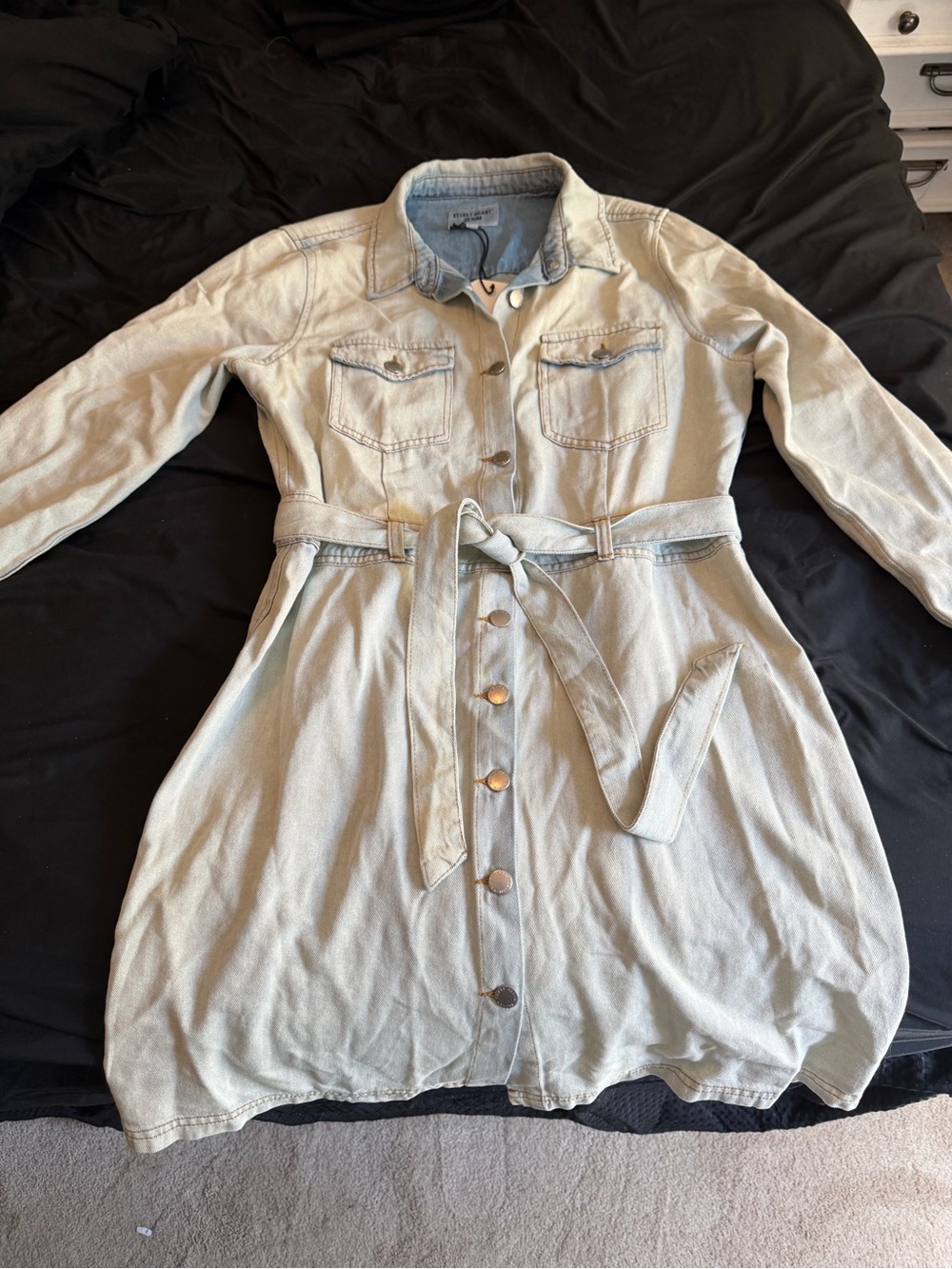 Velvet Heart Denim Two-Tone Light Blue and Cream Jacket